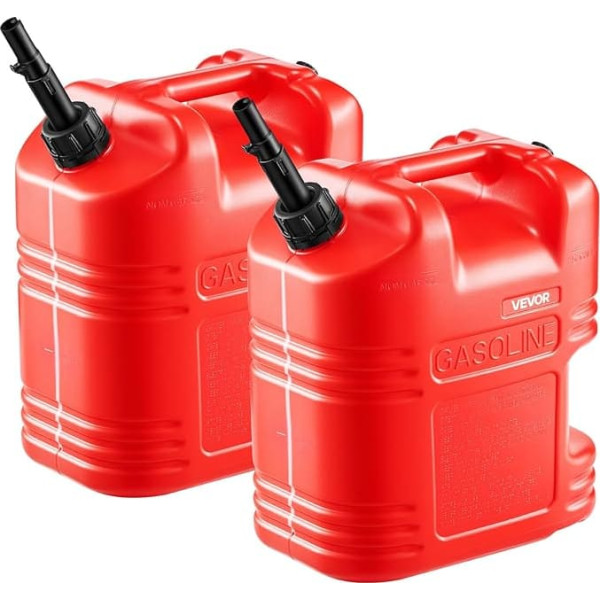 VEVOR Kraftstoffkanister, 2er-Pack 19 L, Benzinkanister mit Ausguss & klarer Skala, max. Durchflussrate 15 L/min, Flüssigkeitsbehälter für die meisten Autos, Motorräder, ATVs & UTVs, rot, 2er-Pack