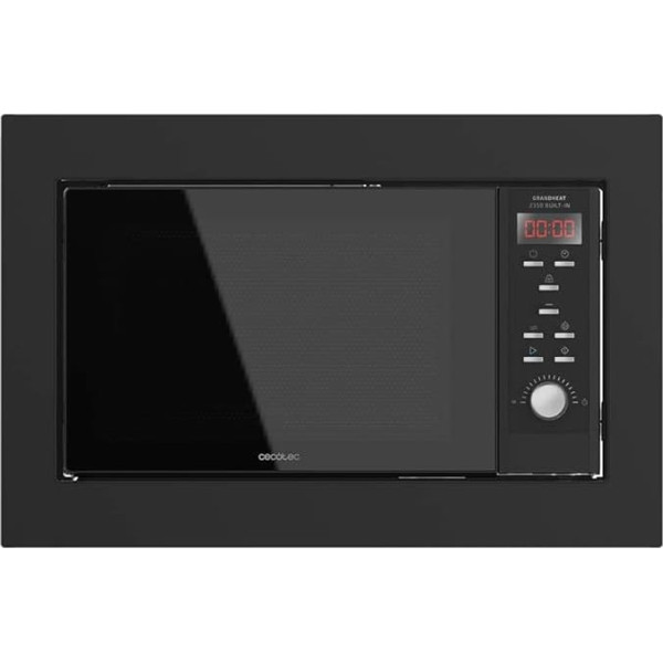 Cecotec GrandHeat 2350 Built-In Black Digital and Built-In Microwave with Grill 23 Litres 900 W in 6 Levels, 9 Preset Functions, Automatic Start, Timer