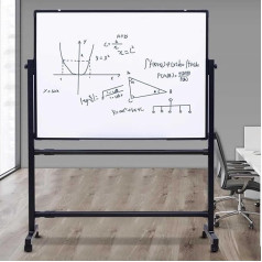 Double Sided Mobile Whiteboard Reversible Magnetic Dry Erase on Wheels Standing Easel for Office Classroom and Home 90x60cm