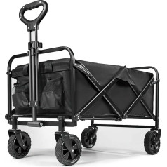 Handcart Foldable with Telescopic Handle, Foldable Beach Handcart, Handcart Folding for All Terrain, Outdoor, Camping, Shopping
