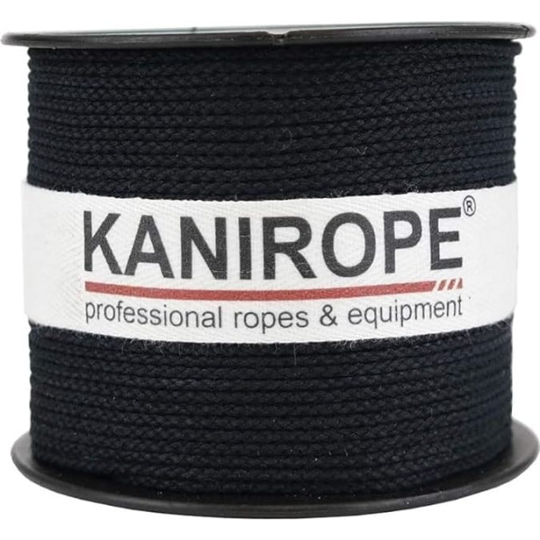 Kanirope® Cobraid Cotton Rope 1.5 mm 500 m Colour Black 8-Way Braided