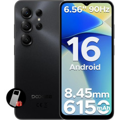 DOOGEE Note 56X Android 16 Smartphone Without Contract, 6150 mAh Battery, Octa Core, 8.45 mm Ultra Thin + 6.56 Inch HD+ 90Hz Mobile Phone Cheap, 8MP, 24GB + 64GB/2TB TF, 4G Dual SIM Simlock-free