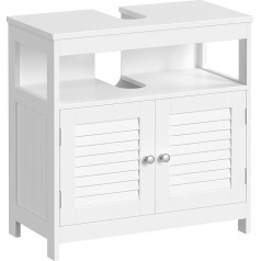 Vasagle Sink Cabinet, bathroom cabinet, base cabinet without Sink, Storage, Large Storage Space, bathroom cabinet with Slat Doors, 2 Compartments, White 60 x 60 x 30 cm (W x H x D), BBC02WT