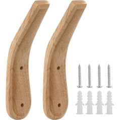 bestseller-hstd Wall Mounted Natural Wood Handmade Coat Hooks for Wall/Doors Vintage Heavy Duty Perfect for Entryway, Kitchen, Bathroom, Hallway, Foyer (Pack of 2)