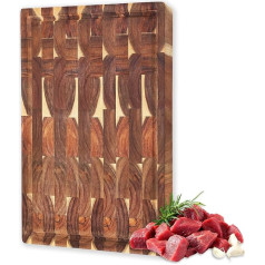 Acacia Wood Chopping Board Reversible Chopping Board Serving Board with Juice Deep and Handles Charcuterie Board Cheese Board for Meat Vegetables Cheese Fruit 16 x 12 x 0.08 Inch