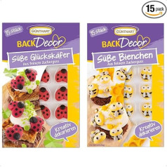 Günthart BackDecor with 30 Sugar Figures with 15 Lucky Beetles and 15 Bees as a Set, Pack of 2 (1 x 39 g)