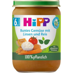 HiPP Organic Colourful Vegetables with Lentils and Rice, 190 g, Pack of 6 (6 x 190 g)