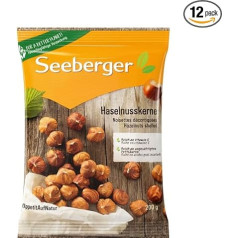 Seeberger Hazelnut Kernels Pack of 12: Large Round Hazelnut Kernels Very Aromatic from Italy - as Snack, Baking Ingredient and for Refining Food - Raw, Natural, Vegan (12 x 200 g)