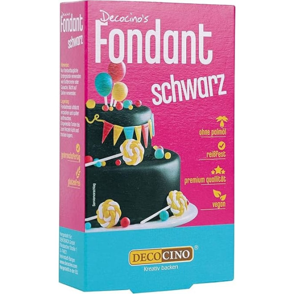 Decocino Fondant, Black, 250 g (Pack of 1)