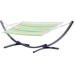 ALEOS. 375 cm Hammock Frame for 1 Person Metal Frame with Rod Hammock Capri Green - Hammock Stand - Metal Frame with Hammock, Chains and Carabiner for Garden and Camping