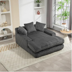 Cloblane Floor Sofa with 3 Soft Cushions, Modern Cord Sofa Bed, Cloud Couch, Lounge Sofa Bed, Comfortable Single Seat Floor Sofa for Living Room, Apartment, Office, No Assembly Required, Dark Grey