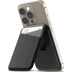 Mageasy Magnetic Wallet for iPhone - SNAP Stand Wallet Works as MagSafe Wallet, Strong Magnetic Attachment with Phone Stand, Premium Vegan Leather Card Holder for, black, Classic