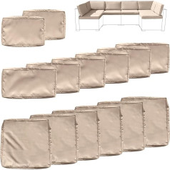 ‎Vixlon VIXLON Garden Furniture Set Seat Cushion Cover Replacement, Balcony Furniture Fabric Cover, Outdoor Patio Cushion Covers with Zip, Covers Only (14, Beige)