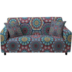 ‎Godeni GODENI Mandala-Muster elastische Sofa-Abdeckung Stretch-Slipcover-Sektion COUT-Abdeckung 1/2/3/4 Sitzer for Wohnzimmer Funda de Sofá Sofagarnitur (Color : Set 9, Size : 2-Seater 145-185cm)