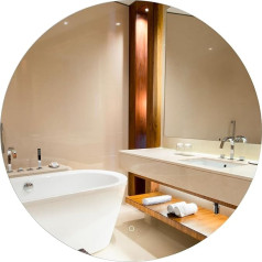 Gold&Chrome Unique Design Round Bathroom Mirror with Lighting, LED Wall Mirror with Touch Switch, Dimmable, 3 Lights, Warm White, Cool White, Neutral, Made of Crystal, Modern Bathroom Mirror, 60 x 60
