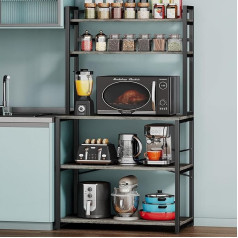 ‎Denkee Denkee Kitchen Baker's Rack, Industrial 5-Tier Microwave Stand, Freestanding Kitchen Shelf, Workstation Organizer Shelf, Coffee Bar Station (31.5L x 15.75W x 63H, Grey)