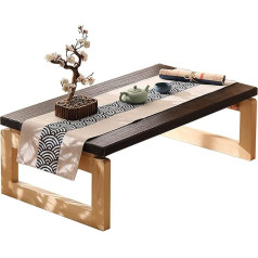 Mjmluck Folding Coffee Table Solid Wood Japanese Floor Table Low Floor Table Vintage Tea Table Kotatsu Table Folding Dining Table Picnic Table (35.5 x 19.7 x 11.8 inch, N