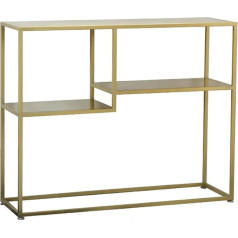 Gvbjiuaxjm Console Table with Storage Shelves, 3-Tier Metal Side Table, Slim Sofa Table, Narrow Long Bookshelf for Living Room, Entrance, Office, Black/Gold (Size: 60 x 25 x 60 cm, Colour: Gold)