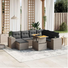 ‎Homgoday Homgoday Gartensofa-Set 8-teilig mit grauen Kissen aus Polyrattan, Outdoor-Sofas für den Garten, Gartenmöbel-Set für den Außenbereich, Gartenmöbel Type3272754