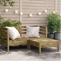‎Homgoday Homgoday Garden Sofa 2 Seater with Footrest Impregnated Pine Wood Sofas Outdoor Sofa Sofa Garden Sofa Living Room Patio Outdoor Furniture