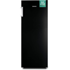 Heinrich´s HEINRICHS Freestanding Fridge 241L, Full Room Fridge, LED Lighting, Standing Fridge with 5 Glass Shelves + 1 Vegetable Compartment + 4 Door Shelves, Door Hinge, Quiet 39 dB, Black