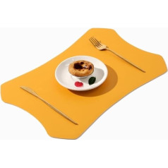 Nheisscf für Tische, Mahlzeiten, Tischsets, 2er-Set, Kunstleder-Tischsets for den Esstisch, leicht zu reinigende Tischsets for die Küche, hitzewaschbar, vorne und hinten, zweifarbige Tischsets(Yellow)