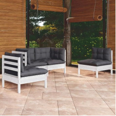 ‎Homgoday Homgoday 4-teiliges Gartensofa-Set mit Kissen aus massivem Kiefernholz, Outdoor-Sofas für den Garten, Set für den Außenbereich, Gartenmöbel-Set