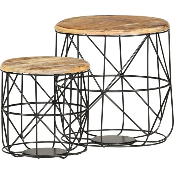 Lvhuideh Round Coffee Table Set, Sofa Table, Set of 2, Table Set, Living Room Furniture, Table Combination for Living Room Balcony, 45 x 45 x 45 cm