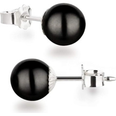 Schöner-SD Stud Earrings 925 Silver with 8 mm Pearl Round Ball