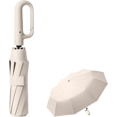 Large Umbrella, 10 Ribs, Storm Resistant - Automatic Open/Close, Golf Umbrella, Outdoor UV Protection, Folding Parasol, Pocket Umbrella, UPF 50, Carabiner Handle for Men and Women