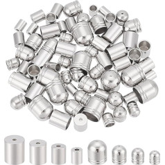 UNICRAFTALE 80 Pieces 2 Styles 8 Sizes 304 Stainless Steel Cord Ends Metal End Caps Columns Cord End Caps Leather Cord Ends Terminators Jewellery End Tip Bead Caps for DIY Bracelets Earrings