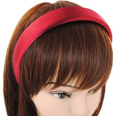 axy Headband with Fabric Padded Candy Colours and Satin Covered – Beautiful Women's Headband Hair Accessories Hair Band HRK7A (Red)