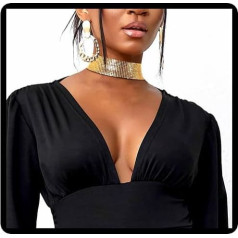 Dishowme Sequin Choker Necklace Wide Metal Sequin Collar Hip-Hop Punk Necklace Jewellery for Women Girls