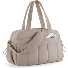 BAGSMART Women's Sports Bag, Travel Bag, 24 L Weekender Water-Repellent Travel Bag, Hand Luggage, Gym Bag, Hospital Bag, Birth Hospital Bag with PVC Wet Bag for Fitness, Swimming, Sauna, Camel