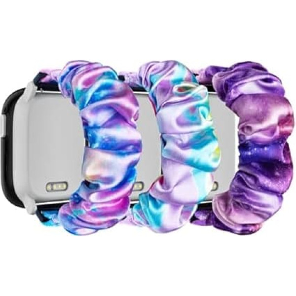 Hexasider Pack of 3 Children's Wristbands Compatible with Xplora X6 Play/Anio 5, 20 mm Scrunchie Kids Smartwatch Replacement Strap Bracelets Accessories for Girls Boys
