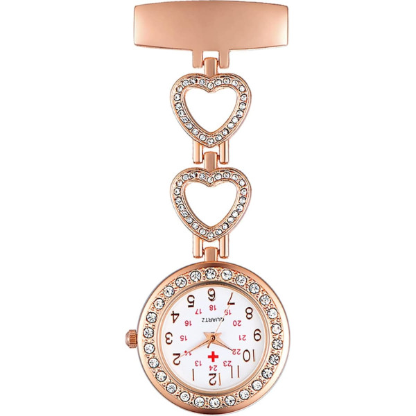 Silverora Nurse Watch Nurse Watch Love Cubic Zirconia Heart Nurse Watch Quartz Clip-on Pocket Watches for Doctor Medical Watch Paramedic Gift Multicoloured