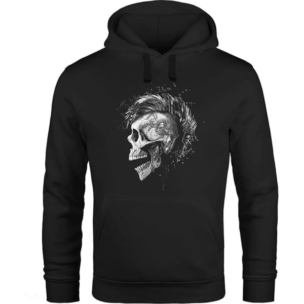 Neverless® Men's Hoodie Punk Mohawk Skull Mohawk Print Hooded Pullover Men Fashion Street Style