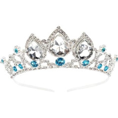 Girls' Princess Tangled Crystal Rhinestone Cosplay Tiara Headband Crown for Prom Halloween Birthday Costume Party (Silver Blue)