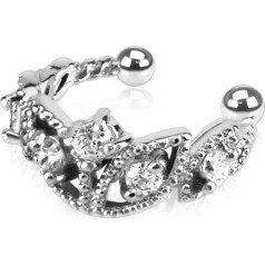Paula & Fritz® stainless steel surgical clip, surgical steel, 316 L, covered with rhodium tiara with zirconia.