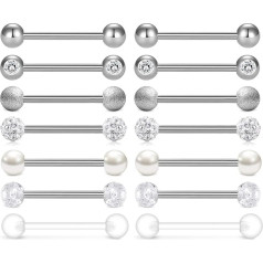 AceFun Surgical Steel Nipple Piercing, Tongue Piercing Set, 1.6 mm Tongue Nipple Barbell Jewellery