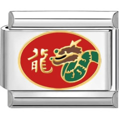 Quiges 9 mm Italian Style Charm Model Stainless Steel Chinese Horoscope Dragon for Italy Charm Bracelets, Stainless Steel, No Gemstone
