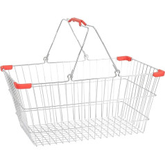 Metal Shopping Basket, Volume 22 Litres, Sturdy Hand Basket with Carry Handle, Mesh Basket Load 20 kg, Carrying Basket Shopping Basket, H20 x W45 x D32 cm, Stacking Basket for Retail