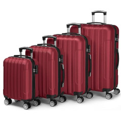 LALAHO 4-Piece Suitcase Set, Travel Suitcase Set, Hard Shell Suitcase Set Made of ABS, Luggage Set with Telescopic Handle, Hand Luggage, Burgundy red