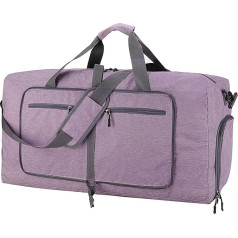 ehsbuy 60L Travel Bag Large Foldable Sports Bag Men Women with Shoe Compartment Pockets Waterproof Sauna Bag Travel Bag for Sports Holiday Gym Overnight, Hemp Purple