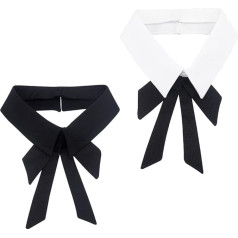 nbeads Pack of 2 Removable Lapel Blouse with False Collar, Stand Blouse, Fake Collar, Peter Pan Necklace, Bow Tie Collar with Black Bow, for Women, Clothing, Clothing Accessories