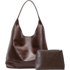 Handbag, Women's Soft Leather Slouchy Tote Bag, Shopper Bag, Large Hobo Bag, Shoulder Bag, Vintage Shoulder Bag, Carry Bag with Small Purse for Work & Travel Shopping, brown