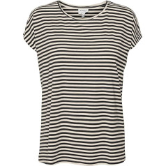 VERO MODA Women's Vmava Plain SS Top Stripe Ga JRS Noos Shirt (Pack of 1)