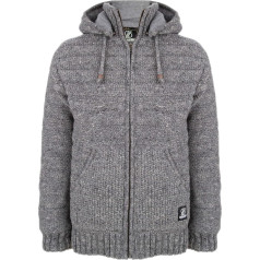 Shakaloha – Knitted Hooded Wool Jacket – Chuck Ziphood in Beige for Men / Unisex – Fairly Competition Fleece Lined Hooded Jacket – Hand Knitted in Nepal