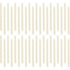 UNICRAFTALE 100 Pieces 47 mm Golden Chain Extension Jewellery Chain Stainless Steel Extension Chain Necklace Extension Bracelet Anklet Chain Extension for DIY Jewellery Making