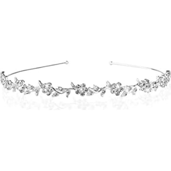 Clyhon Wedding Tiara, Bridal with Decorated Pearl Wedding Headband, Ideal for Proms / Parties, Silver Headpiece for Handmade Bridal Headband with Rhinestones, Rhinestone, Pearl